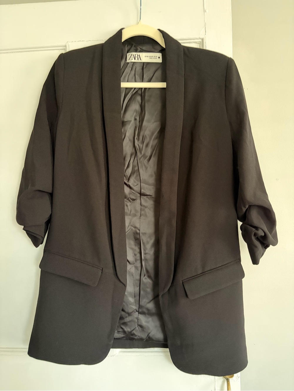 ZARA Black Shawl-Collar Open Blazer Jacket